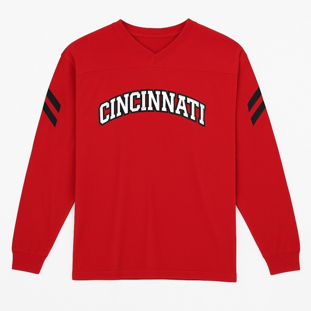 Red Cincinnati Bearcats Long Sleeve V-Neck Pullover Style Shirt